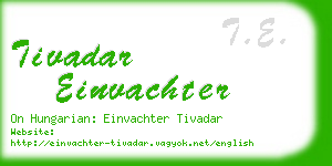 tivadar einvachter business card